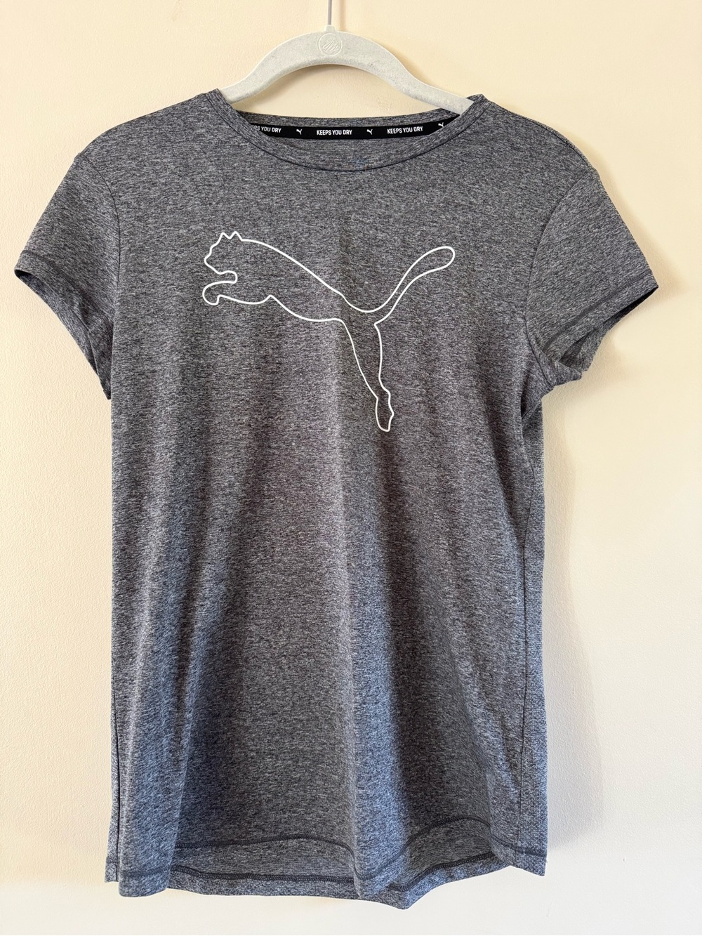 Puma Heather Gray Cat Logo Active Tee
